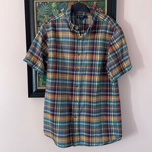 Cremieux collection men's cotton woven plaid shirt medium